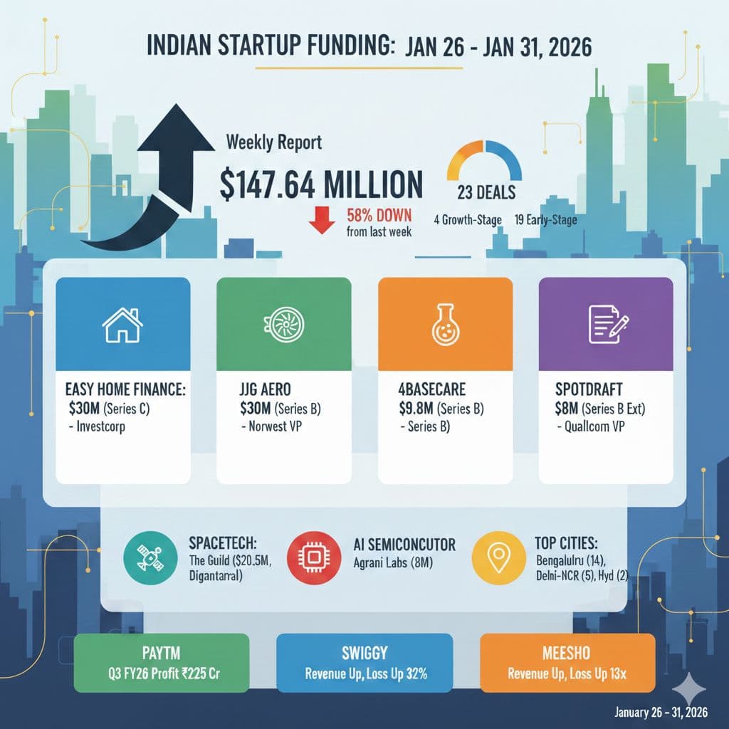 🇮🇳 Indian Startup Weekly Wrap फंडिंग में 58% गिरावट,